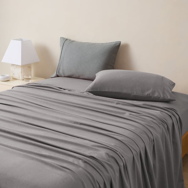 Brushed Cotton Wool Ash Grey Sheet Set