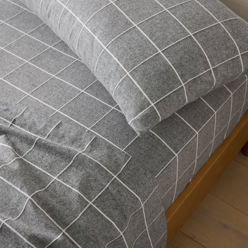 Fiore Mini Grid Grey Flannel Pillowcases