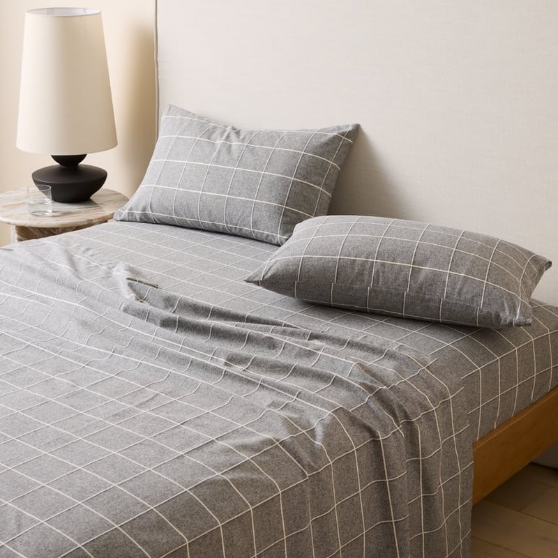 Fiore Mini Grid Grey Flannel Pillowcases