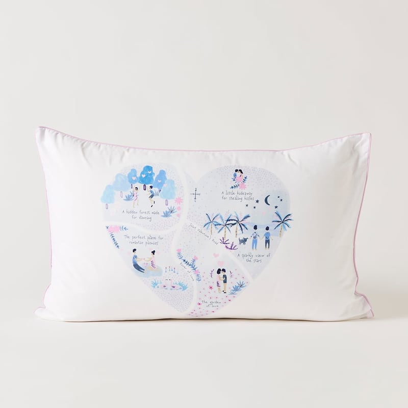 Map Of My Heart White Text Pillowcase