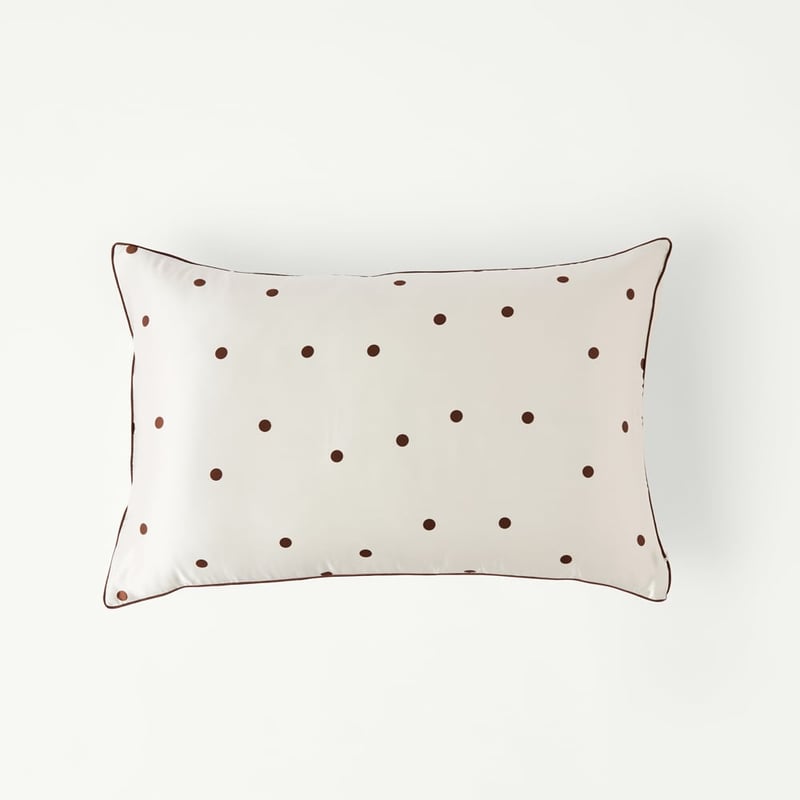 Pure Silk Choc & Coconut Spot Printed Pillowcase