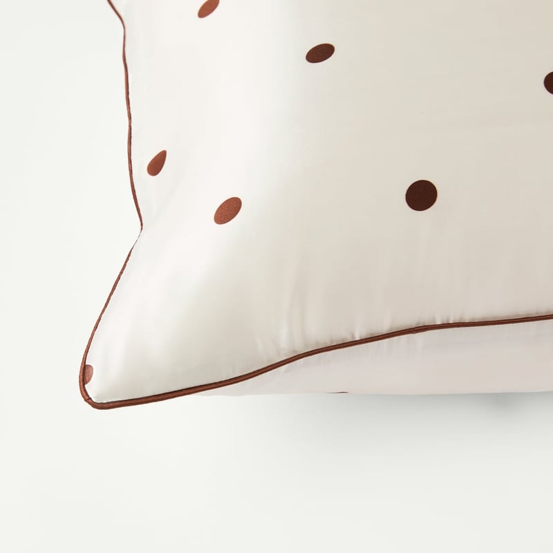Pure Silk Choc & Coconut Spot Printed Pillowcase
