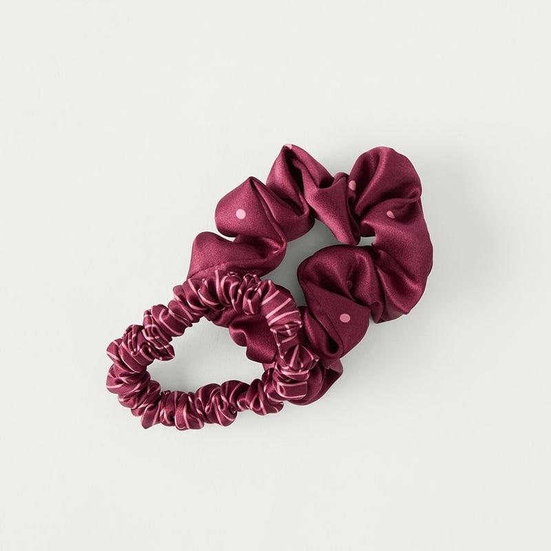 Pure Silk Polka Dot Burgundy Gift Set