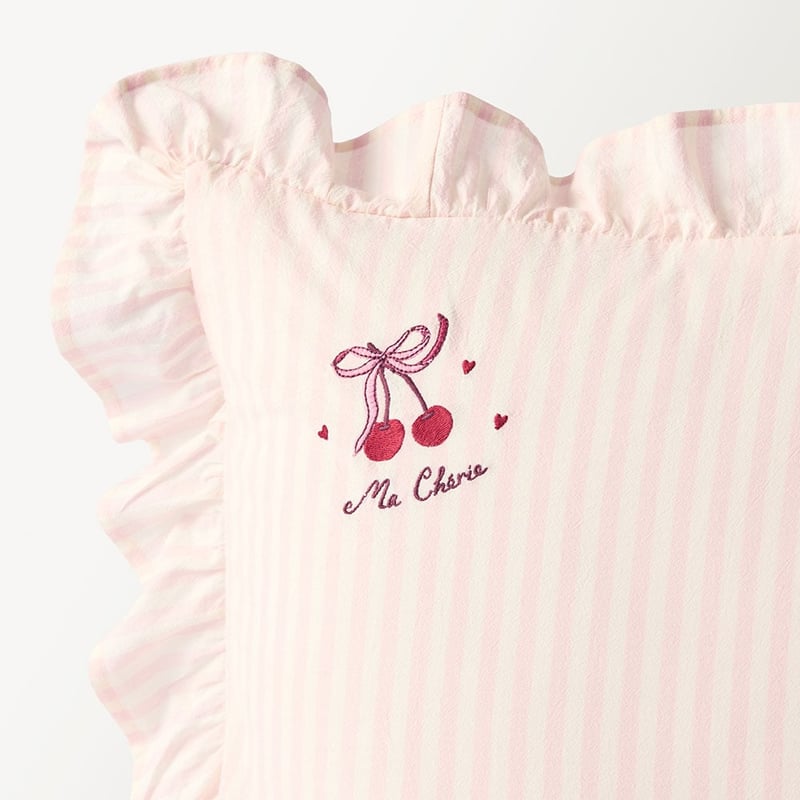 Mothers Day Ma Cherie Pink Ruffle Embroidered Pillowcase