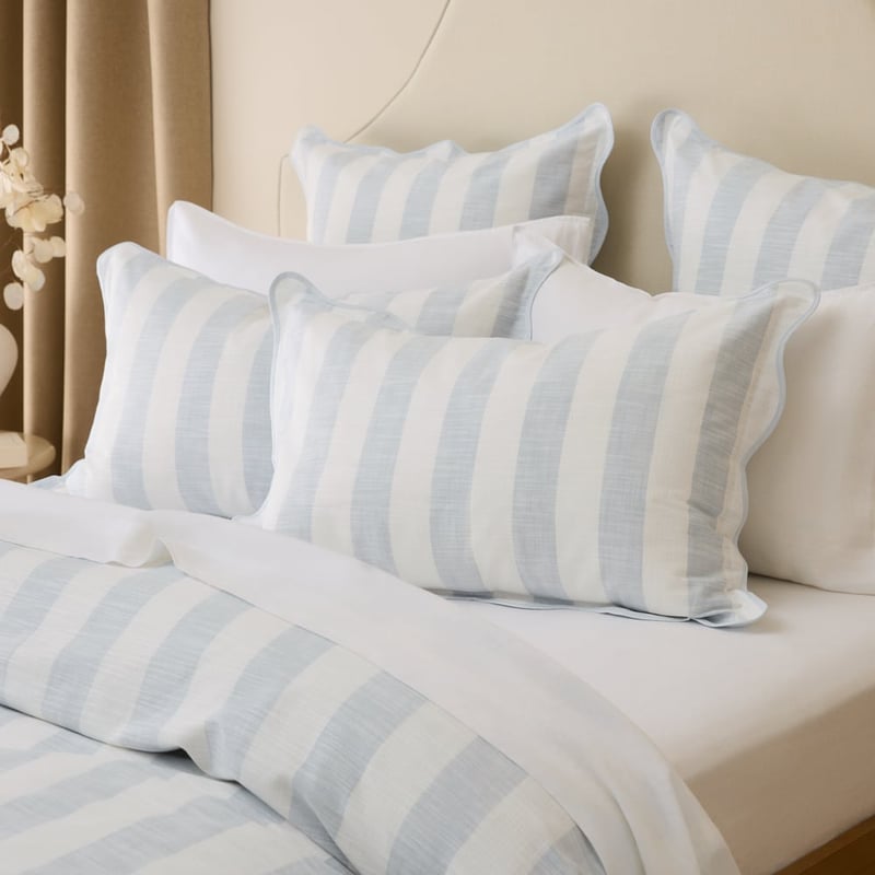 Frankie Scallop Dusty Blue Quilt Cover Set + Separates