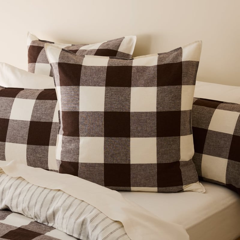Linen Cotton Chocolate Check Pillowcases