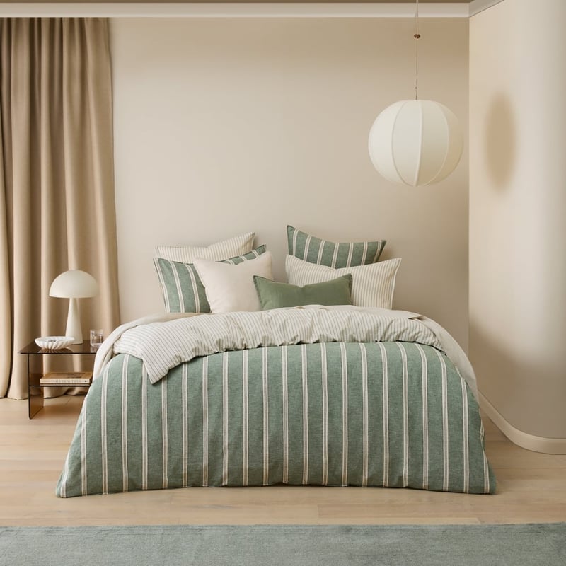 Linen Cotton Ivy Stripe Pillowcase