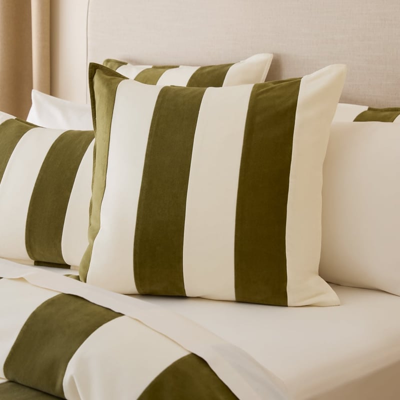 Quincy Velvet Olive Stripe Quilt Cover Set + Separates