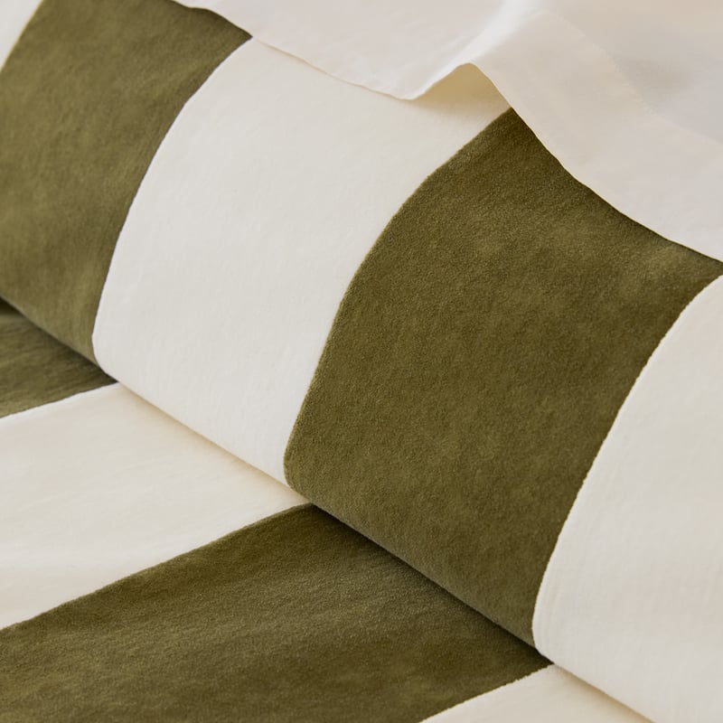 Quincy Velvet Olive Stripe Quilt Cover Set + Separates