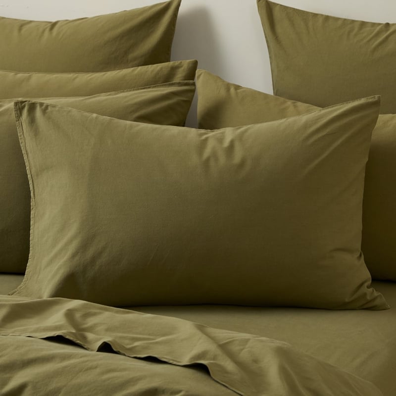 Stonewashed Cotton Olive Quilt Cover Separates