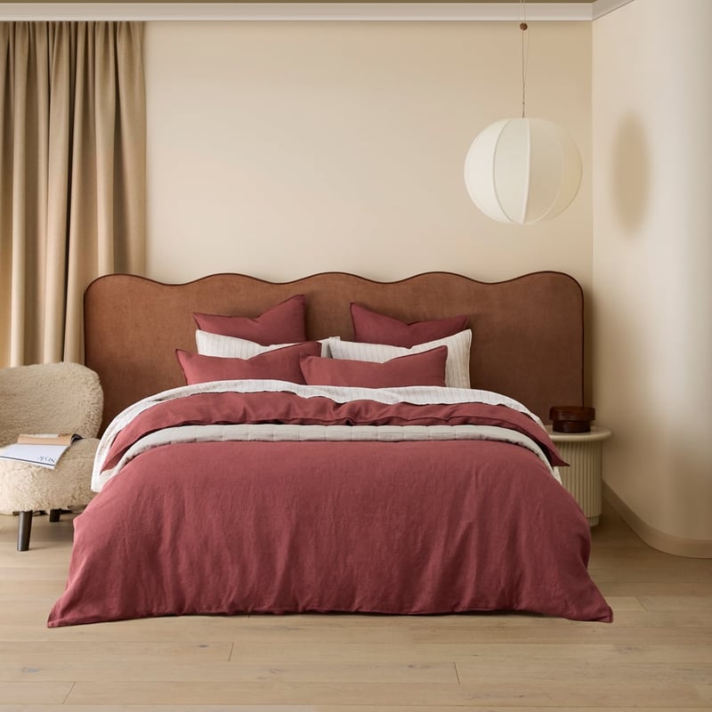 Vintage Washed Linen Redwood Quilt Cover Separates