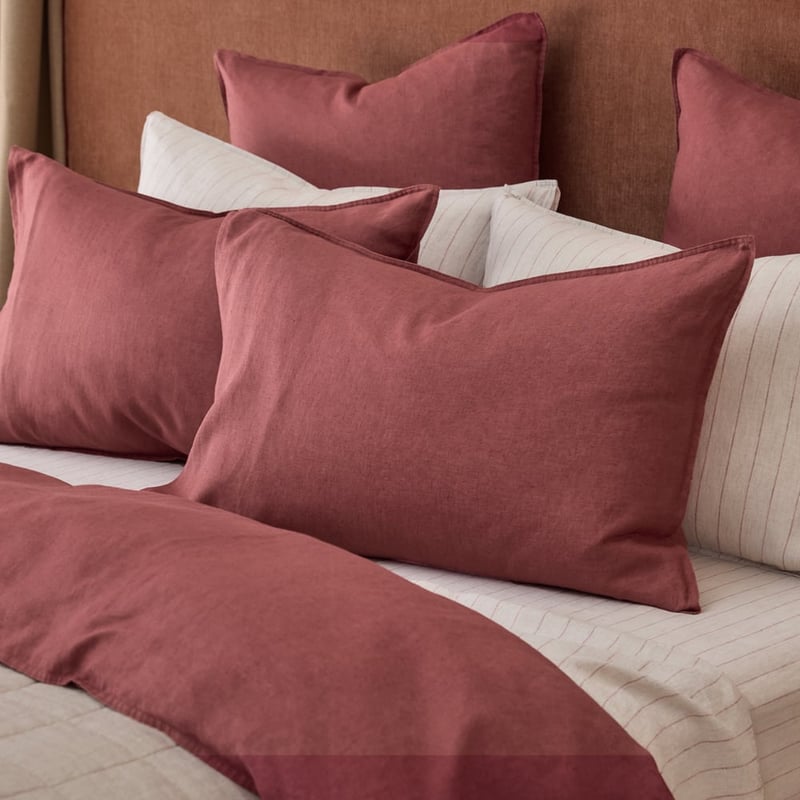 Vintage Washed Linen Redwood Quilt Cover Separates