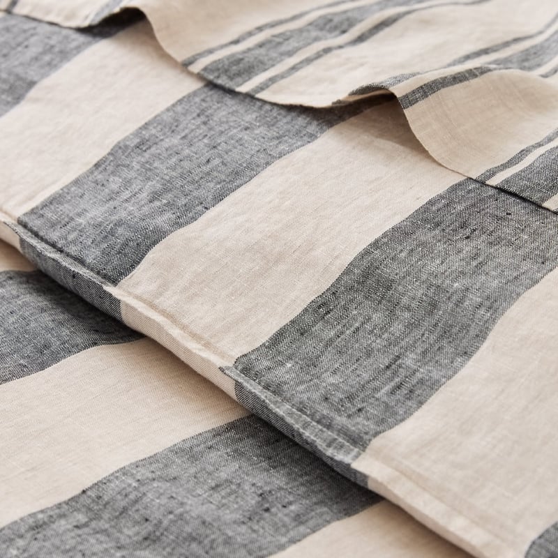 Vintage Washed Linen Linen & Onyx Mega Stripe Quilt Cover Separates 