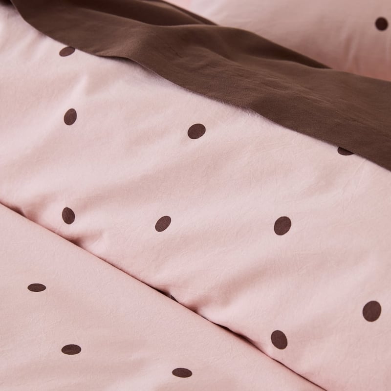 Stonewashed Cotton Chocolate & Peony Spot Quilt Cover Separates