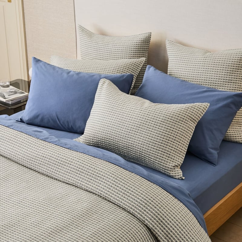 Camden Bluestone Quilted Quilt Cover Set + Separates