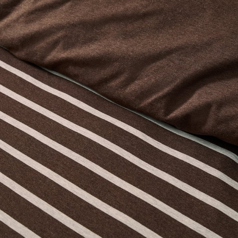 Ultra Soft Jersey Chocolate & Oat Stripe Quilt Cover Separates