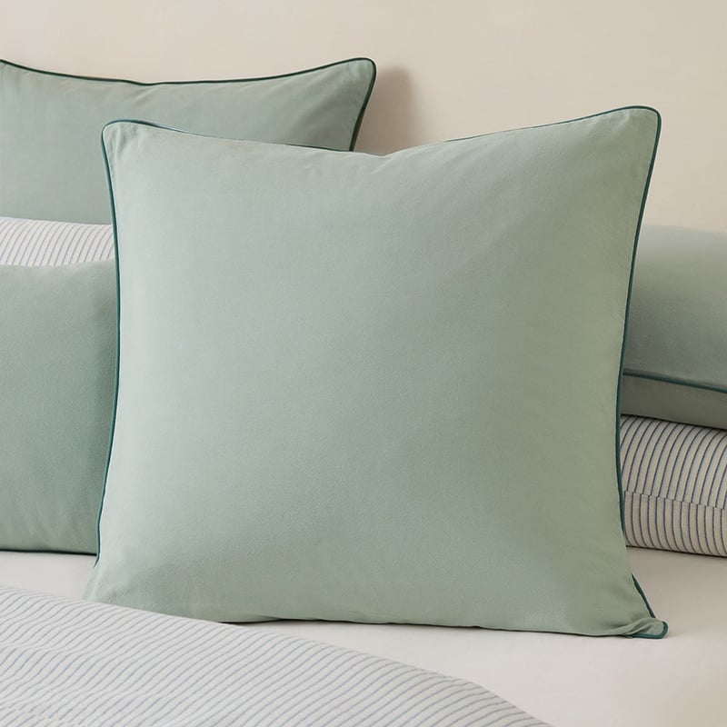 Stonewashed Cotton Mineral & Seapine Piped Pillowcases
