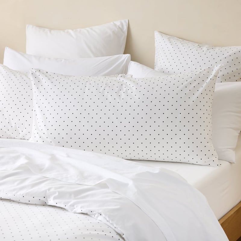 Stonewashed Cotton White & Black Mini Polka Dot Pillowcases