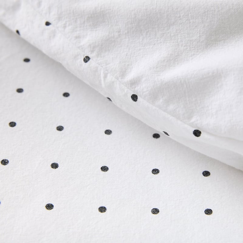 Stonewashed Cotton White & Black Mini Polka Dot Pillowcases