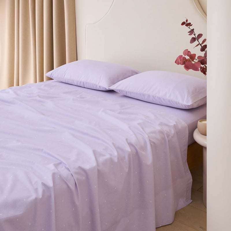 Mini Dot Lilac Flannel Sheet Separates 