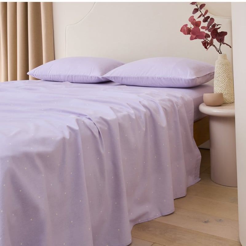 Mini Dot Lilac Flannel Sheet Separates 