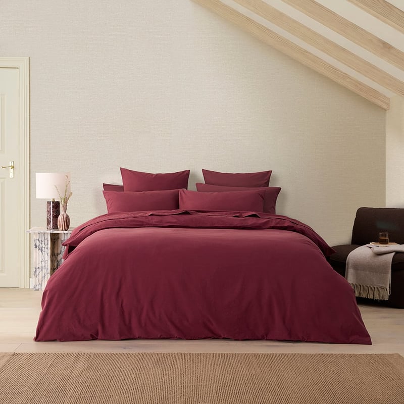 Stonewashed Cotton Burgundy Quilt Cover Separates