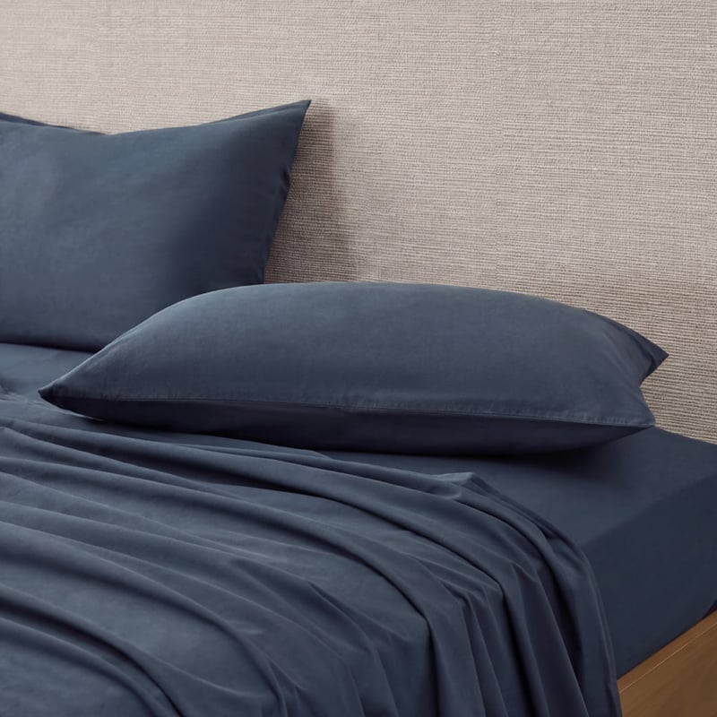 Stonewashed Cotton Midnight Navy Pillowcases