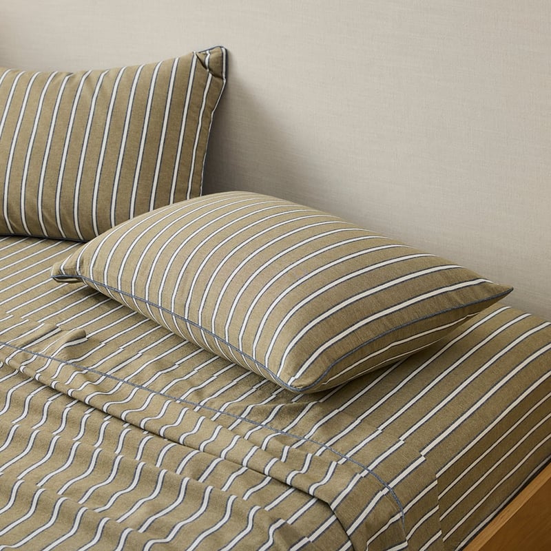 Yarn Dyed Olive Avery Stripe Sheet Set