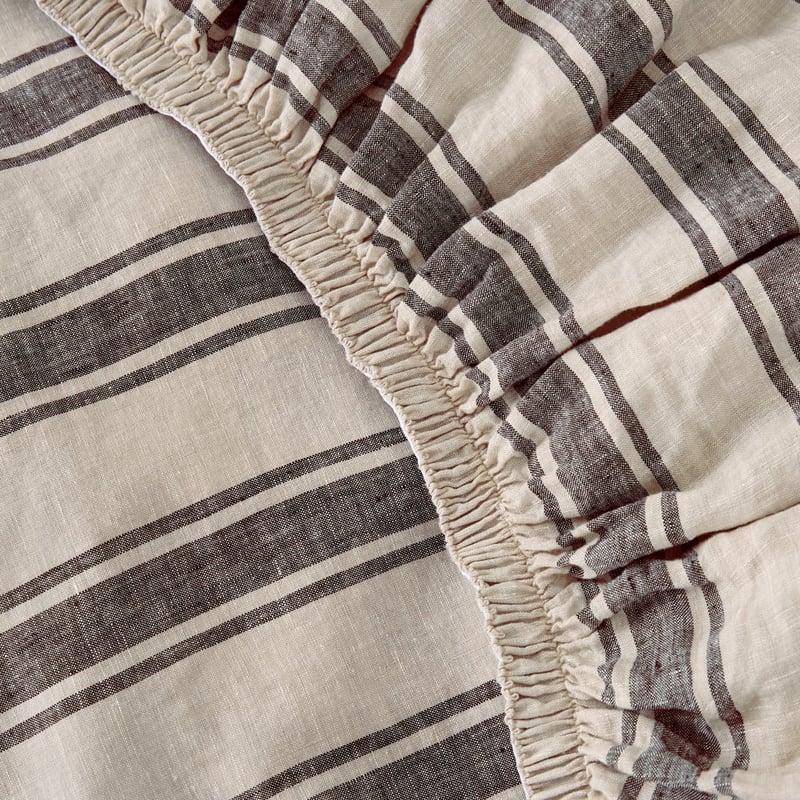 Vintage Washed Linen Linen & Onyx Farm Stripe Sheet Separates