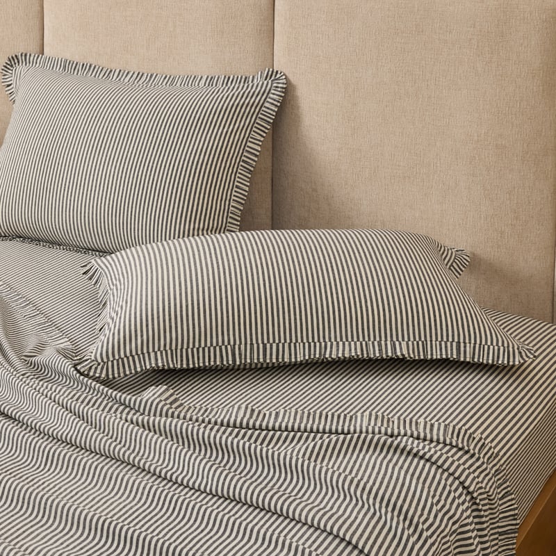 Onyx Stripe Pleated Sheet Set