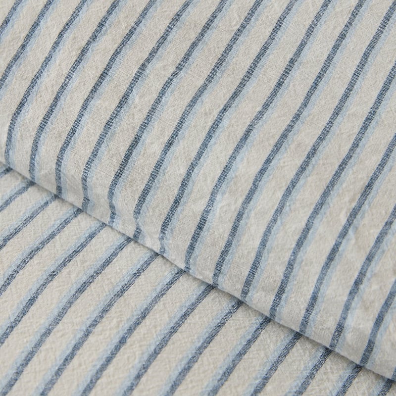 Stonewashed Cotton Thin Coconut & Blue Stripe Quilt Cover Separates