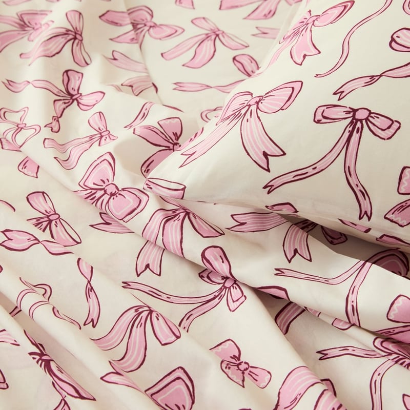 Isabelle White Bow Printed Sheet Set