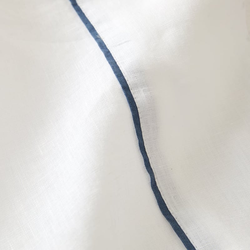 Vintage Washed Linen White & Denim Piped Sheet Separates