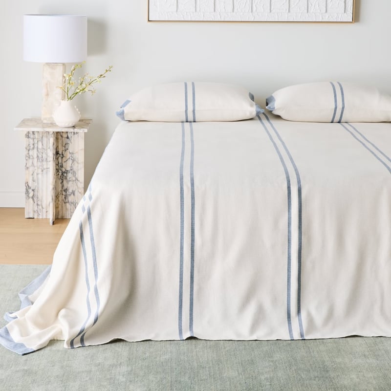 Demi White & Blue Stripe Bedcover Separates
