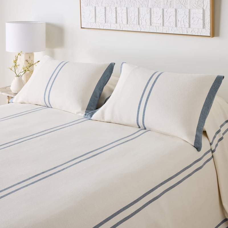 Demi White & Blue Stripe Bedcover Separates