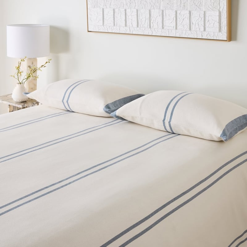 Demi White & Blue Stripe Bedcover Separates