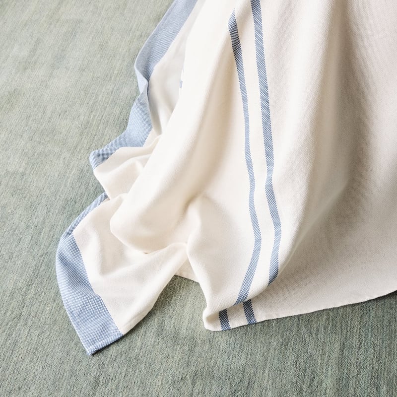 Demi White & Blue Stripe Bedcover Separates