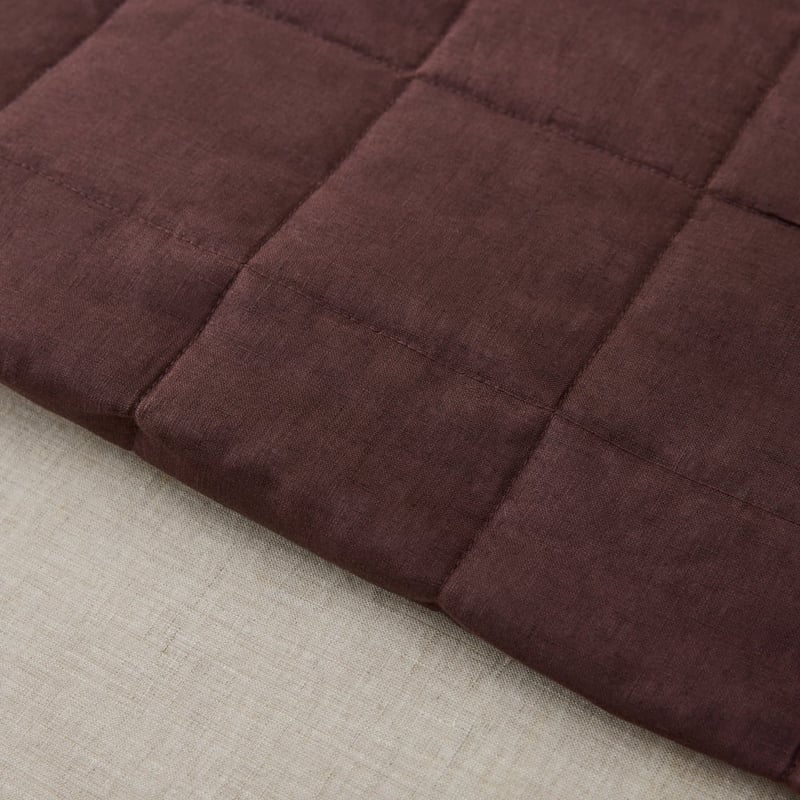 Vintage Washed Linen Chocolate Quilted Bedcover