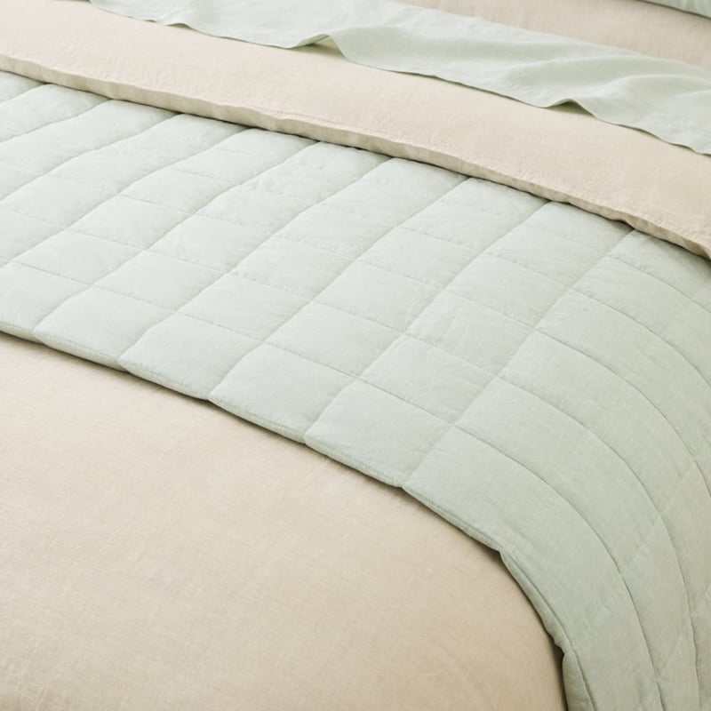 Vintage Washed Linen Mineral Quilted Bedcover