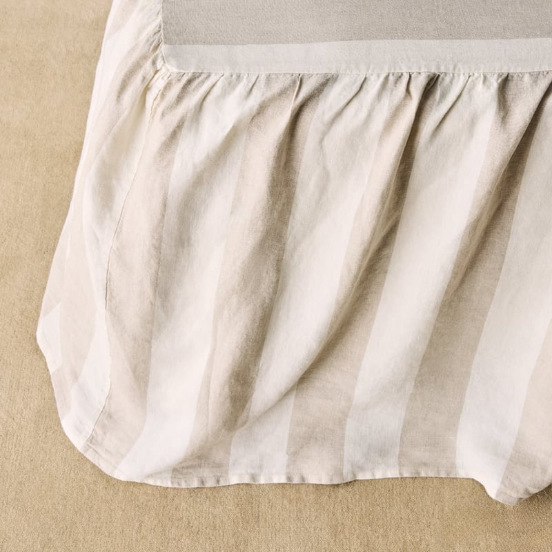 Vintage Washed Linen Linen & White Wide Stripe Bed Veil