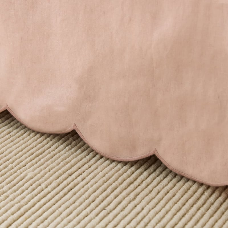 Vintage Washed Linen Nude Pink Scalloped Valance