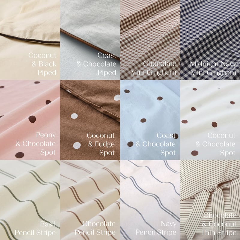Stonewashed Cotton Chocolate & Peony Spot Sheet Separates