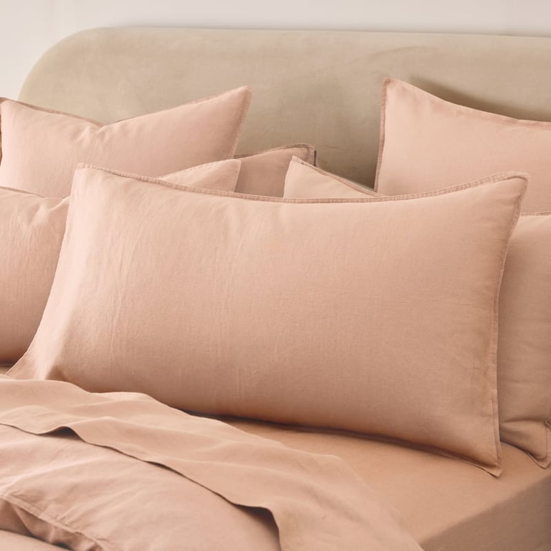 Vintage Washed Linen Nude Pink Pillowcase