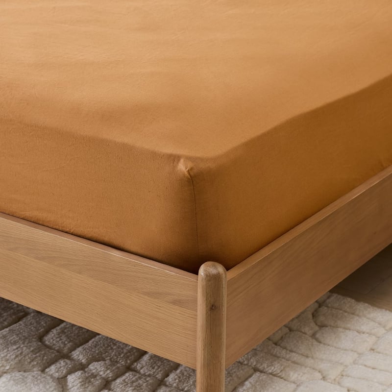 Vintage Washed Linen Caramel Sheet Separates