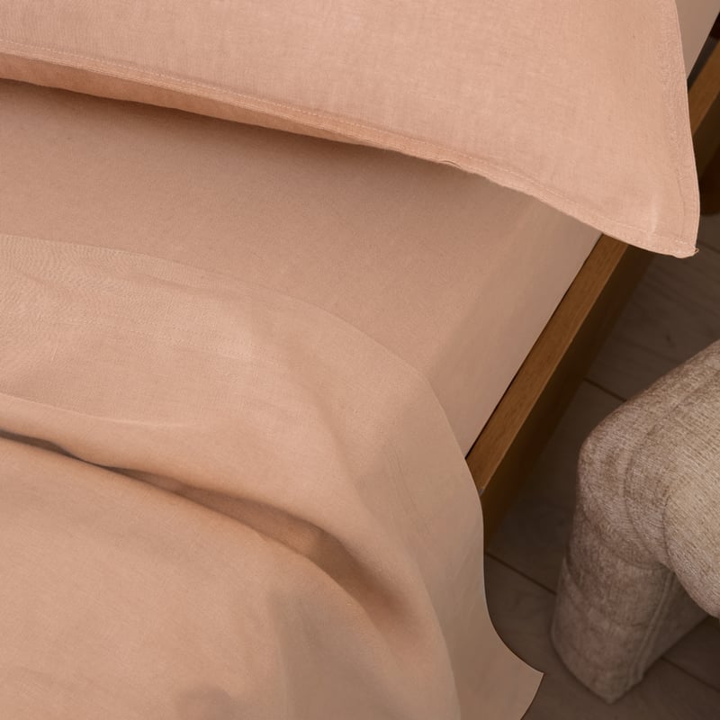 Vintage Washed Linen Nude Pink Sheet Set