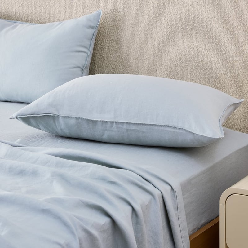Vintage Washed Linen Dusty Blue Sheet Separates