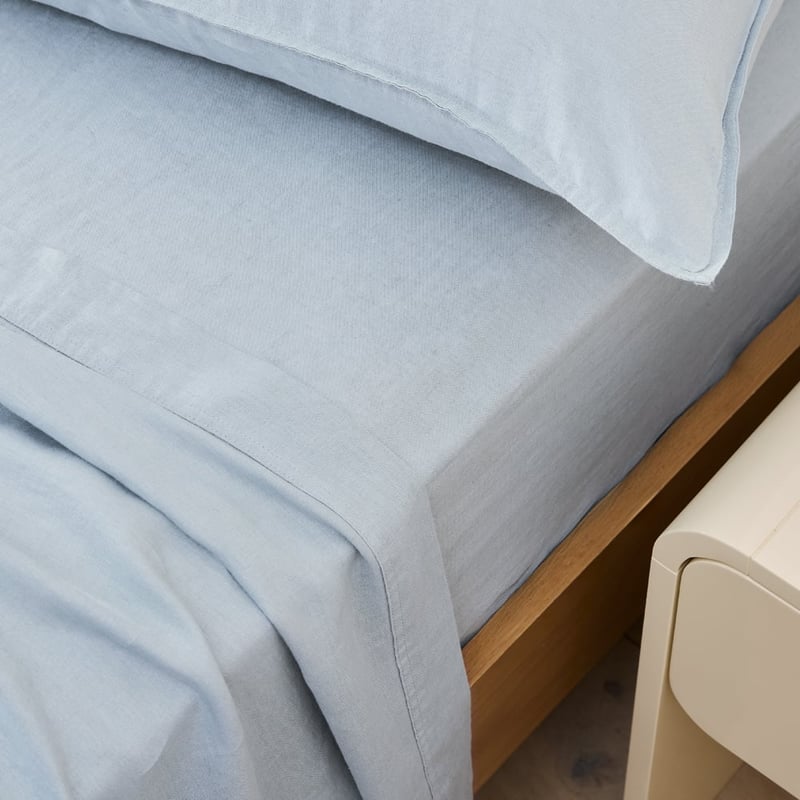 Vintage Washed Linen Dusty Blue Sheet Separates