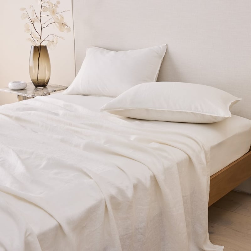 Vintage Washed Linen Coconut Sheet Separates