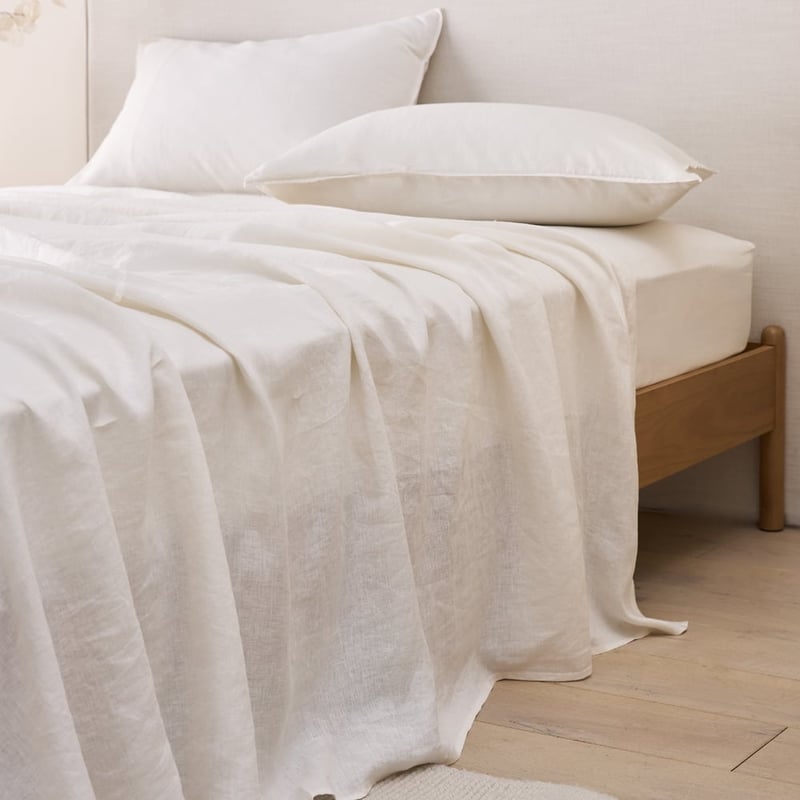 Vintage Washed Linen White Sheet Separates