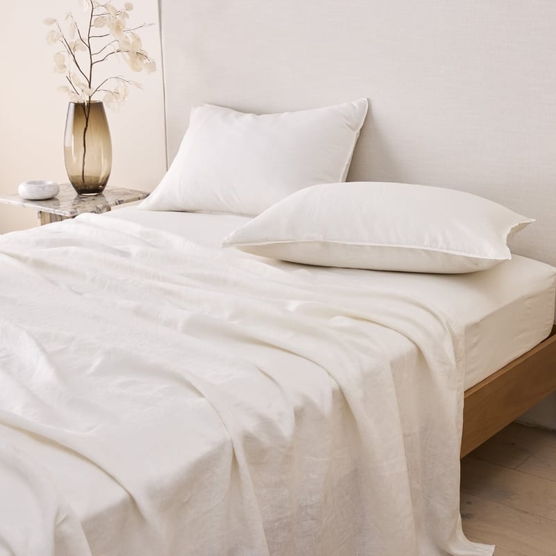 Vintage Washed Linen White Sheet Separates